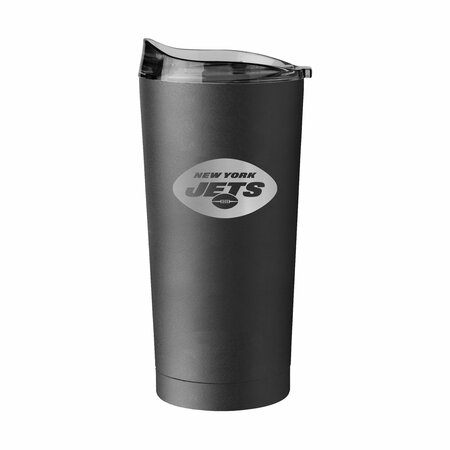 LOGO BRANDS New York Jets 20oz Etch Black Powder Coat Tumbler 622-S20PT-BLK-9